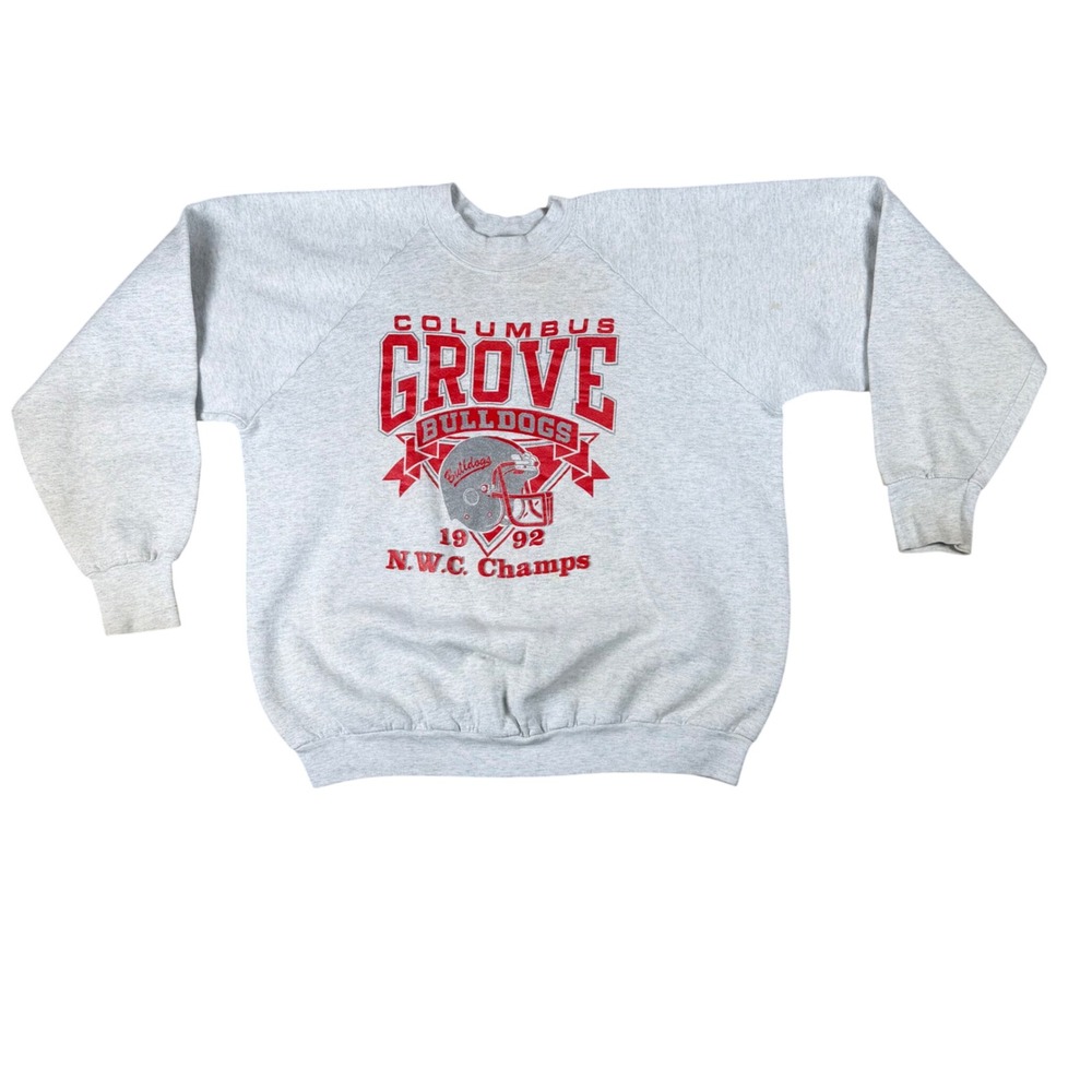 Vintage 1992 Fruit of the Loom Columbus Grove Bulldogs Sweatshirt Mens XL Gray